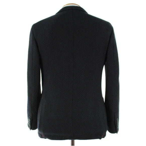 Cardinal of Canada NWT Wool Sport Coat Size 40R US In Black & Blue Knit